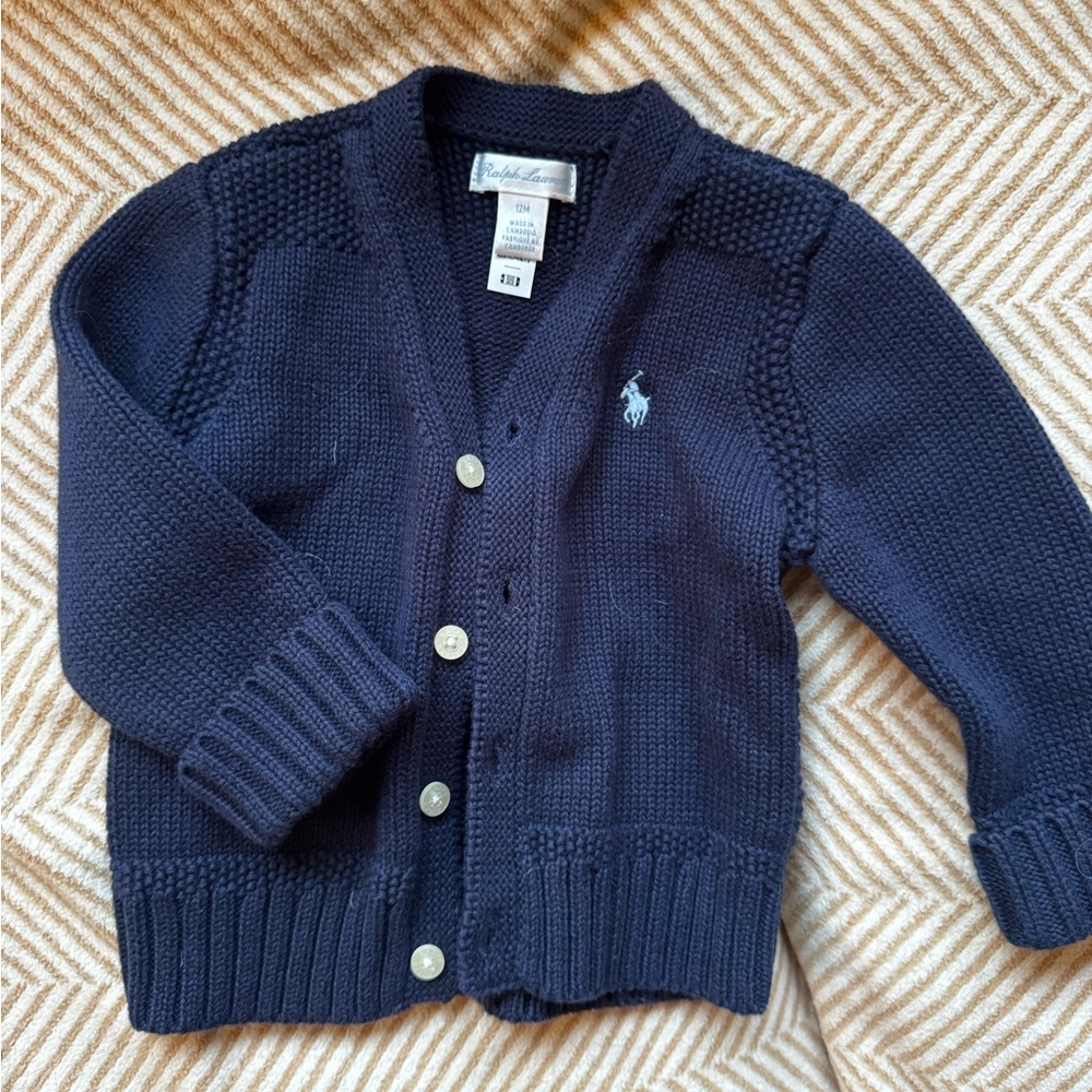 Ralph Lauren Navy Knit Button-Front Cardigan
